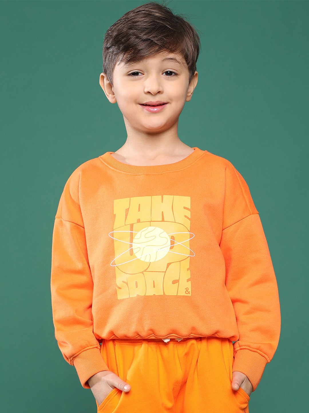 

TALES & STORIES Boys Printed Sweatshirt, Orange