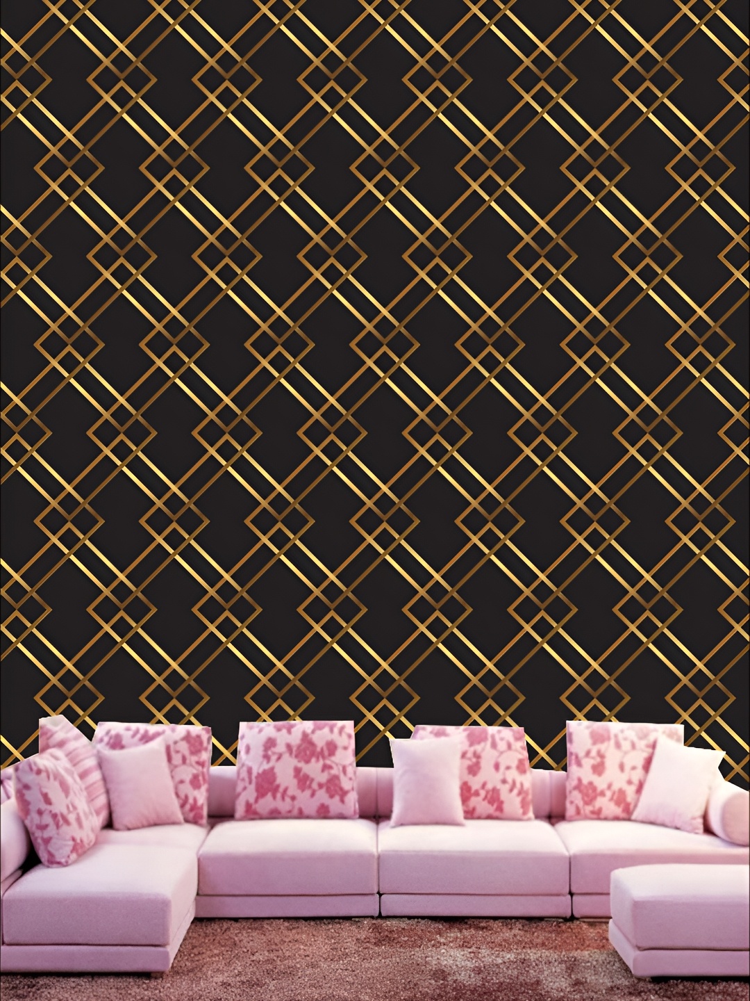 

KSHIRSA Black & Yellow 3D Geometric Printed Self Adhesive Wallpaper