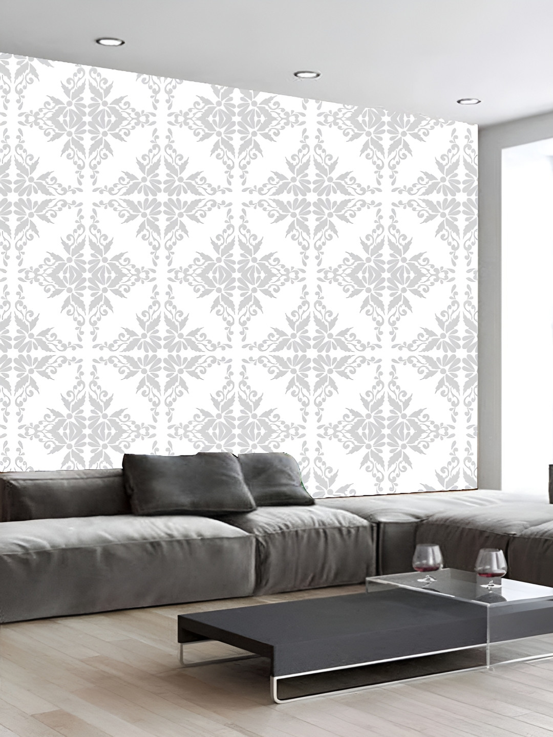 

KSHIRSA White & Grey 3D Printed Self Adhesive Wall Sticker
