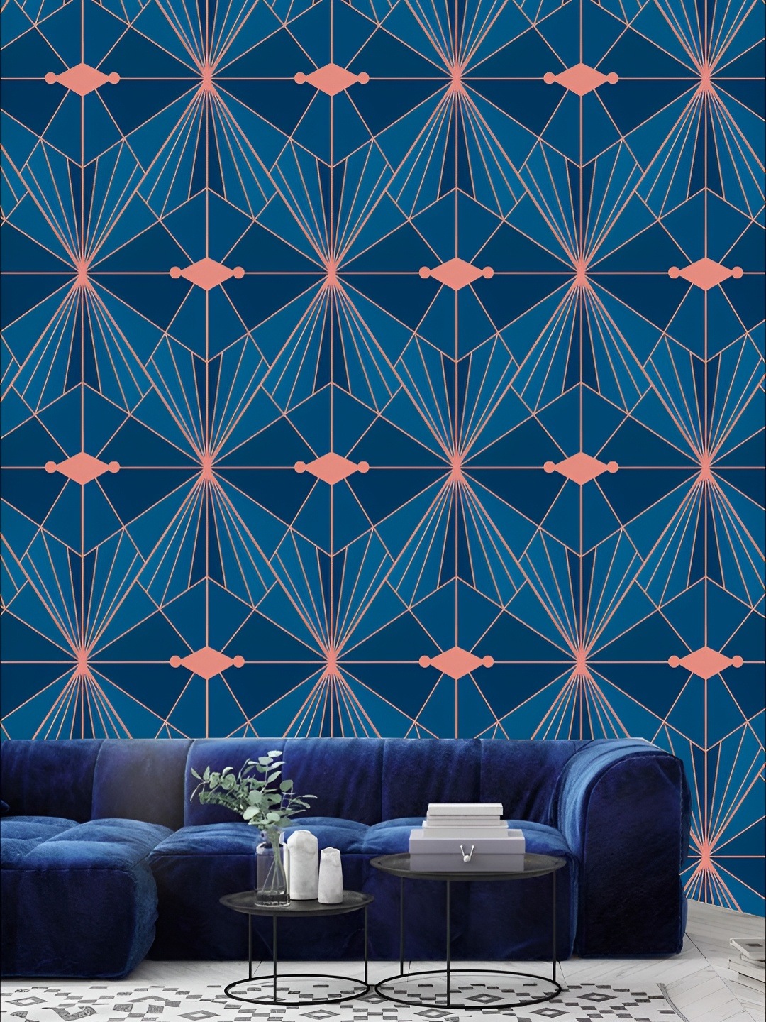 

KSHIRSA Blue & Pink 3D Printed Self Adhesive Wall Sticker