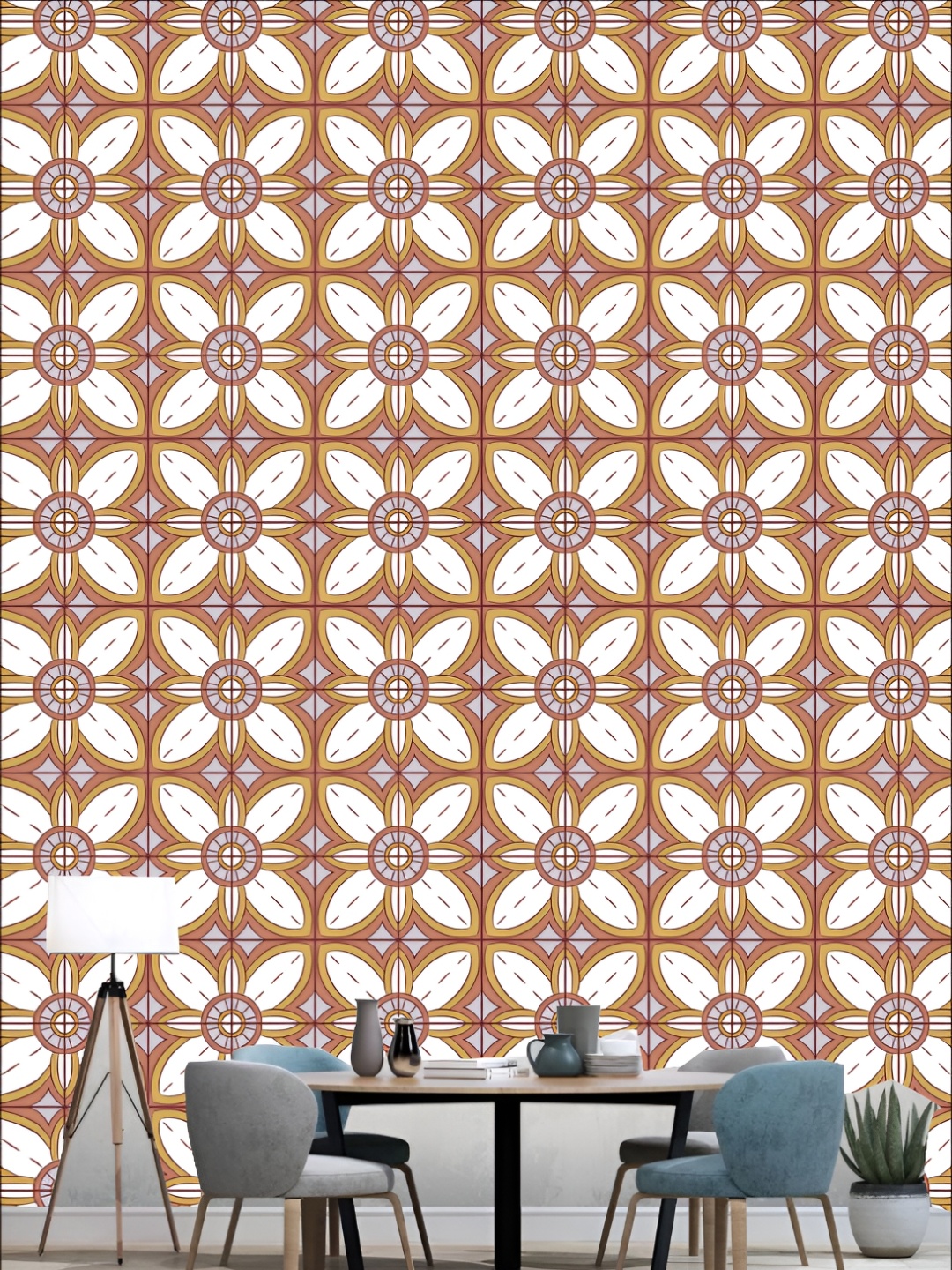 

KSHIRSA Brown & White 3D Printed Self Adhesive Wallpaper