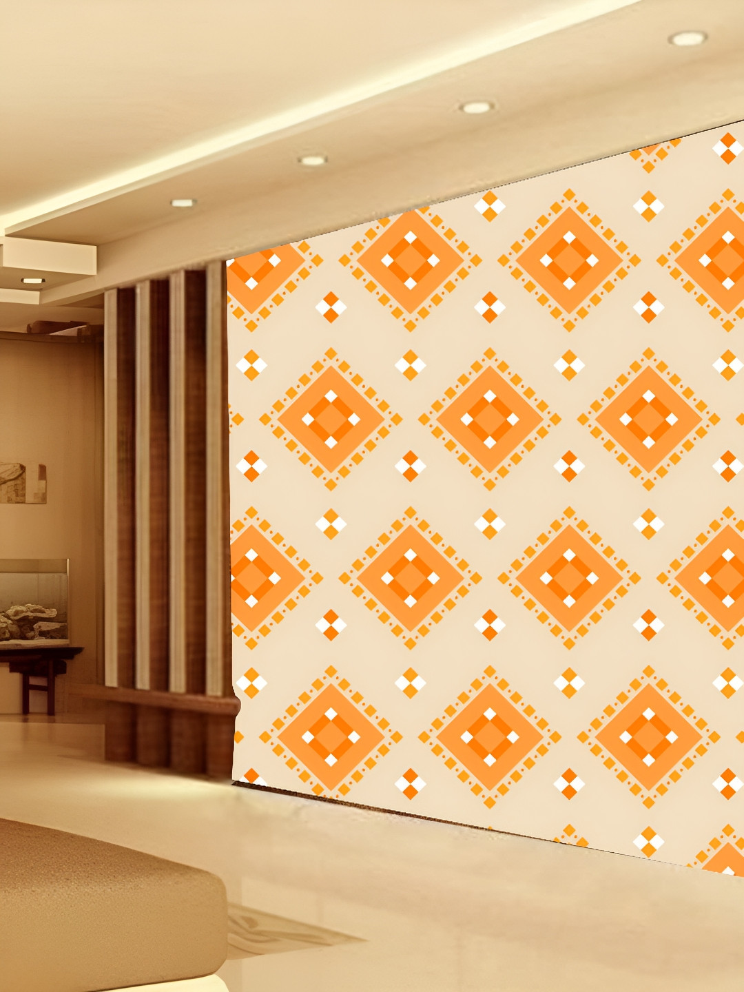 

KSHIRSA Beige & Orange-Coloured 3D Printed Self Adhesive Wall Sticker