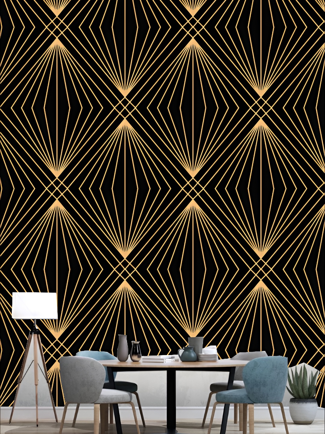 

KSHIRSA Black & Beige 3D Printed Self Adhesive Wall Sticker