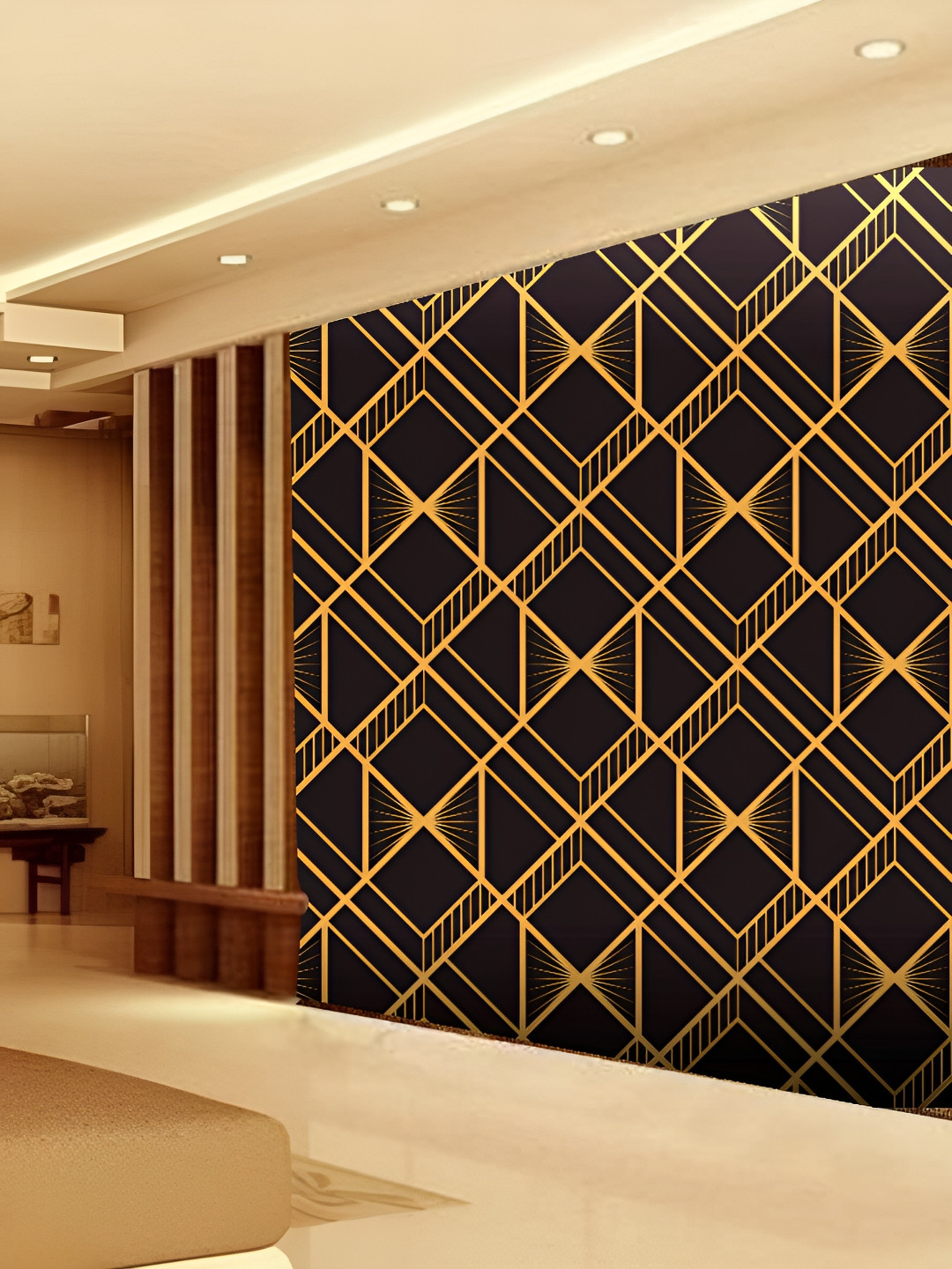 

KSHIRSA Black & Yellow 3D Printed Self Adhesive Wallpaper