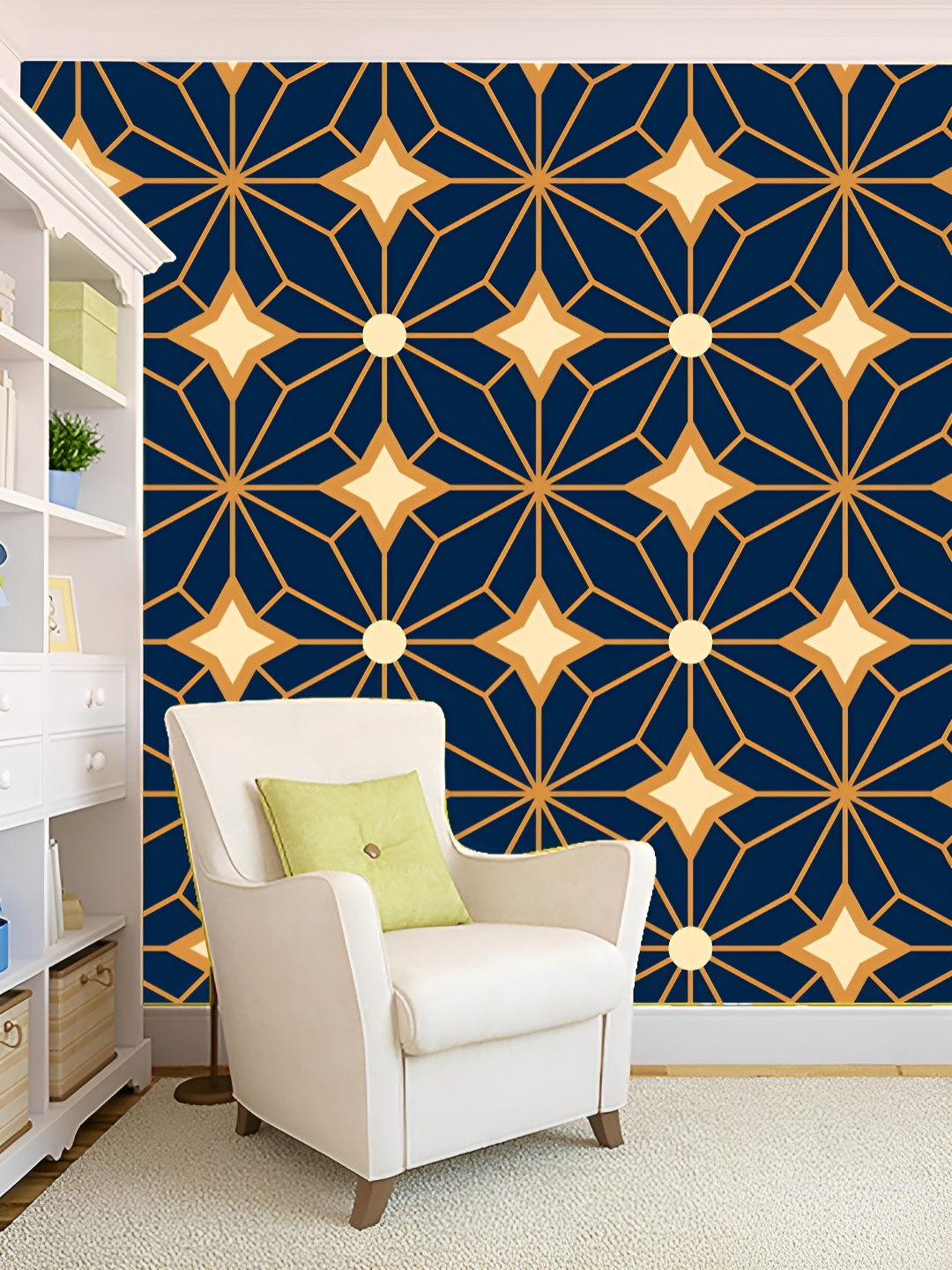 

KSHIRSA Blue & Brown Printed Self-Adhesive Laminated Wallpaper