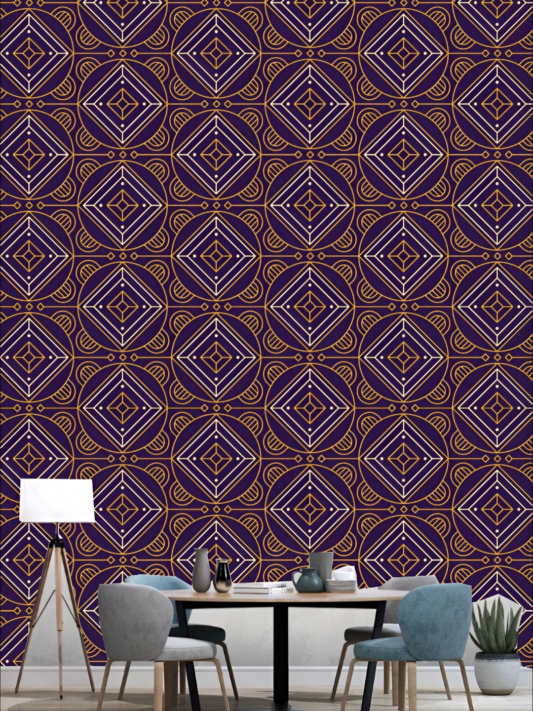 

KSHIRSA Purple & Beige Printed Self-Adhesive Laminated Wallpaper