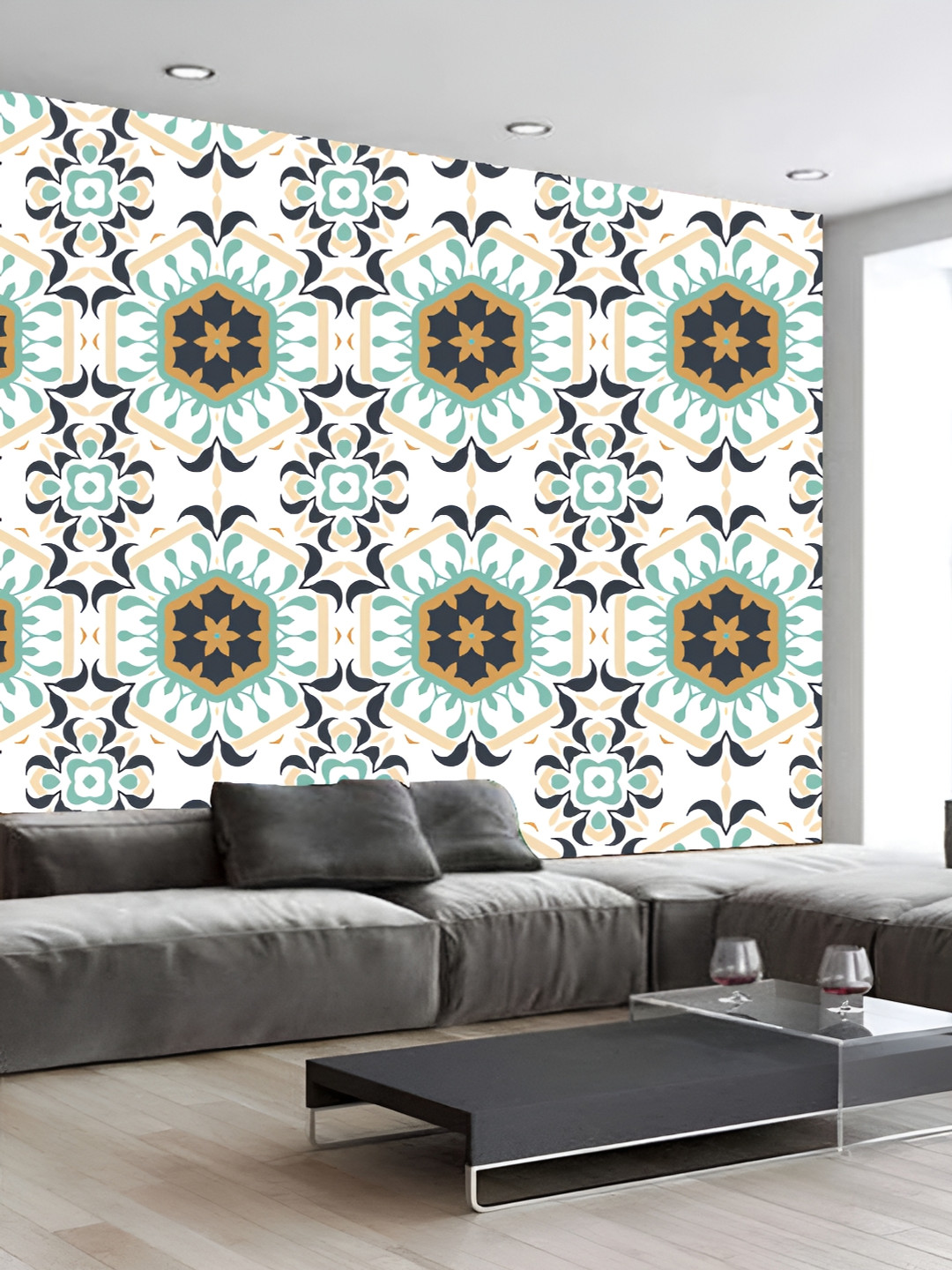

KSHIRSA White & Blue Printed Self-Adhesive Laminated Wallpaper