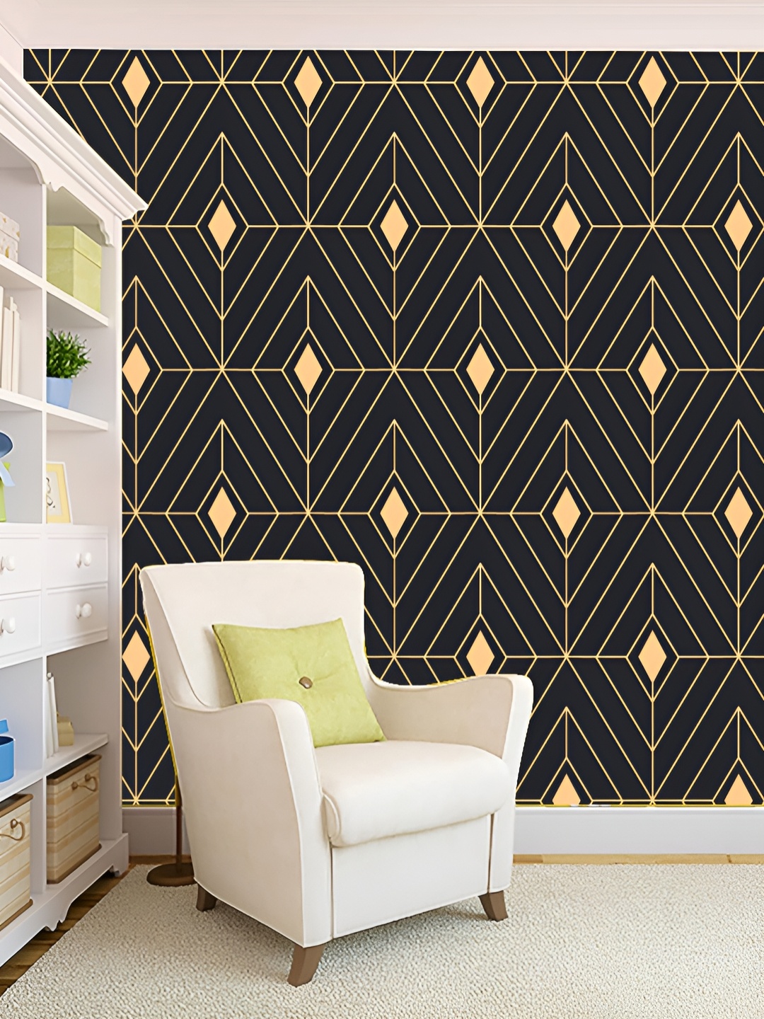 

KSHIRSA Black & Beige Printed Self-Adhesive Laminated Wallpaper