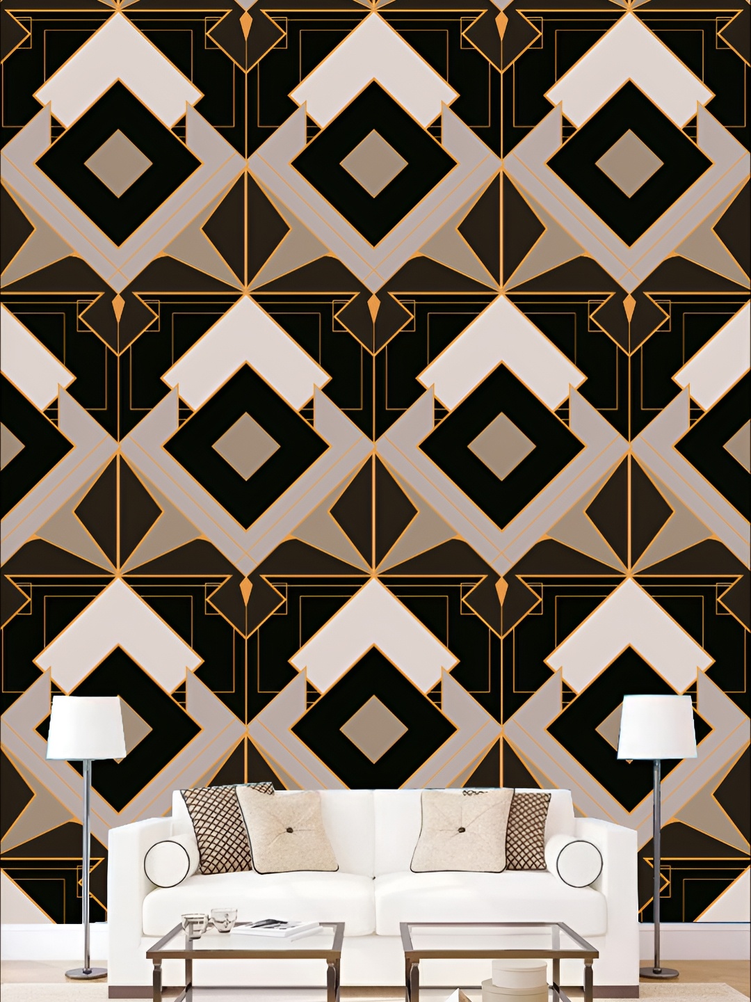 

KSHIRSA Black & White Geometric Printed Self-Adhesive Laminated Wallpaper