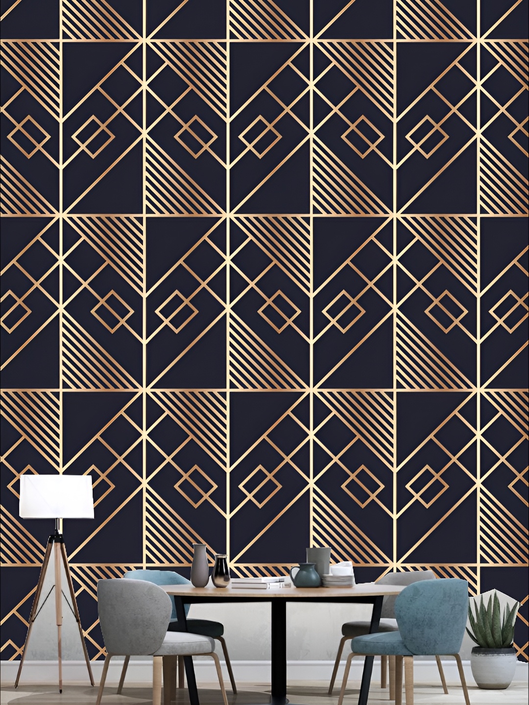 

KSHIRSA Black & Beige 3D Printed Self Adhesive Wall Sticker