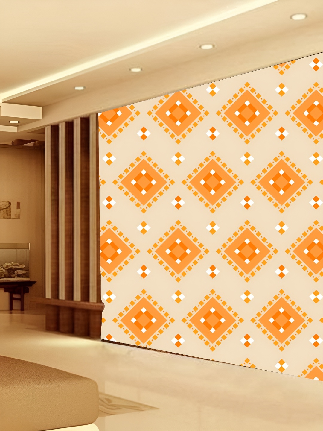 

KSHIRSA Beige & Orange Printed 3D Self Adhesive Wall Sticker