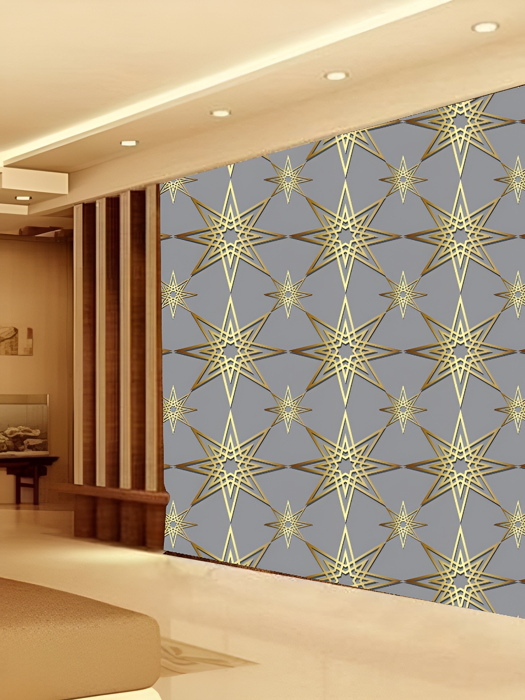 

KSHIRSA Grey & Yellow 3D Printed Self Adhesive Wall Sticker