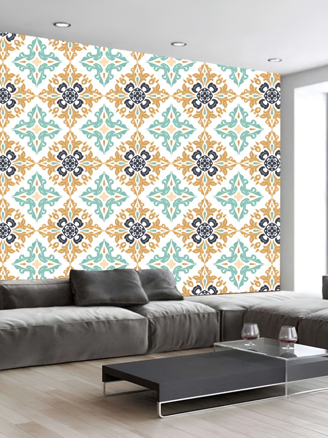 

KSHIRSA White & Green 3D Printed Self Adhesive Wallpaper