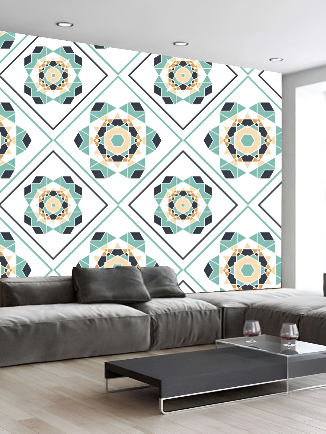 

KSHIRSA White & Green 3D Printed Self Adhesive Wall Sticker