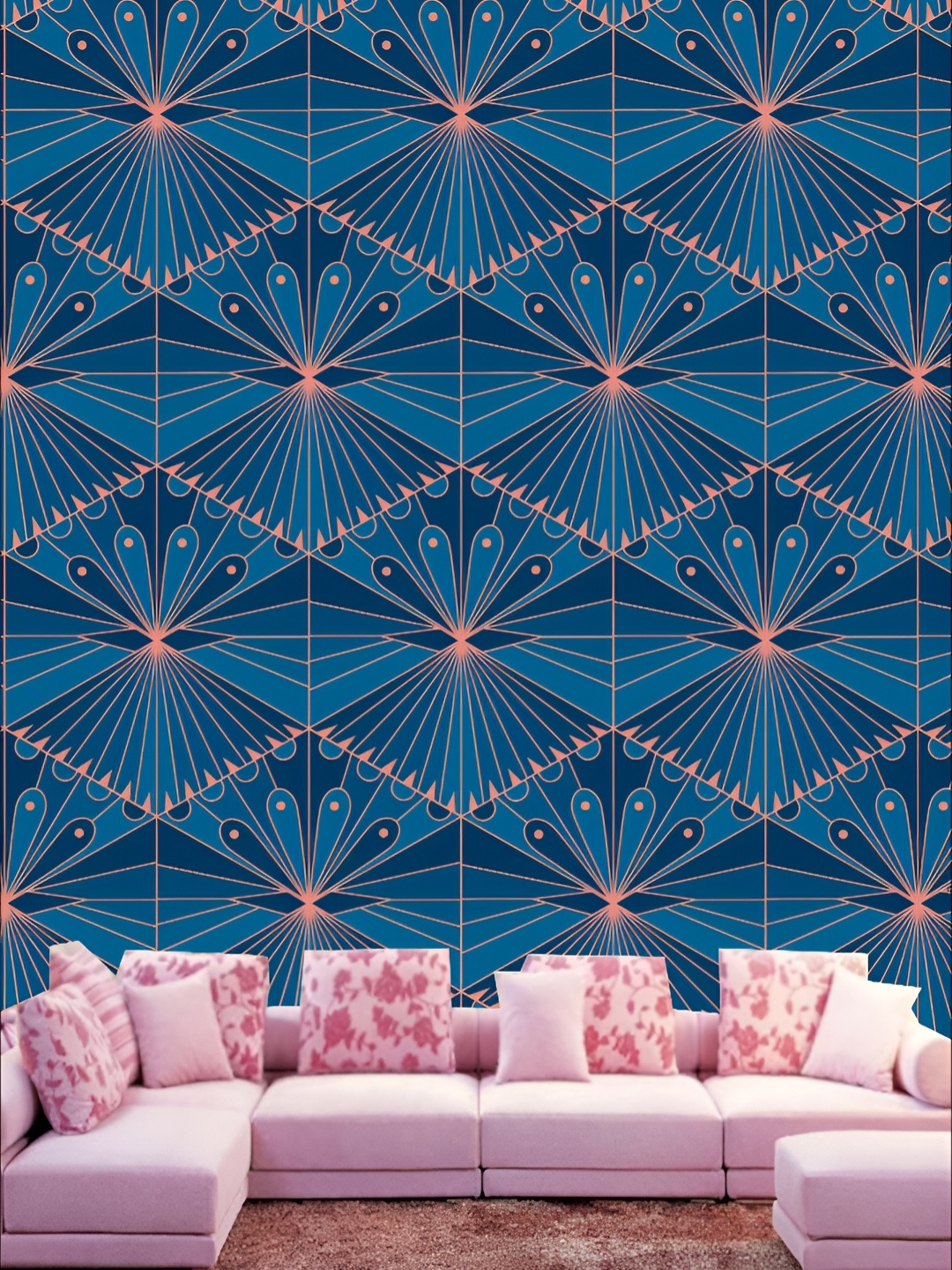 

KSHIRSA Blue & Pink 3D Printed Self Adhesive Wall Sticker