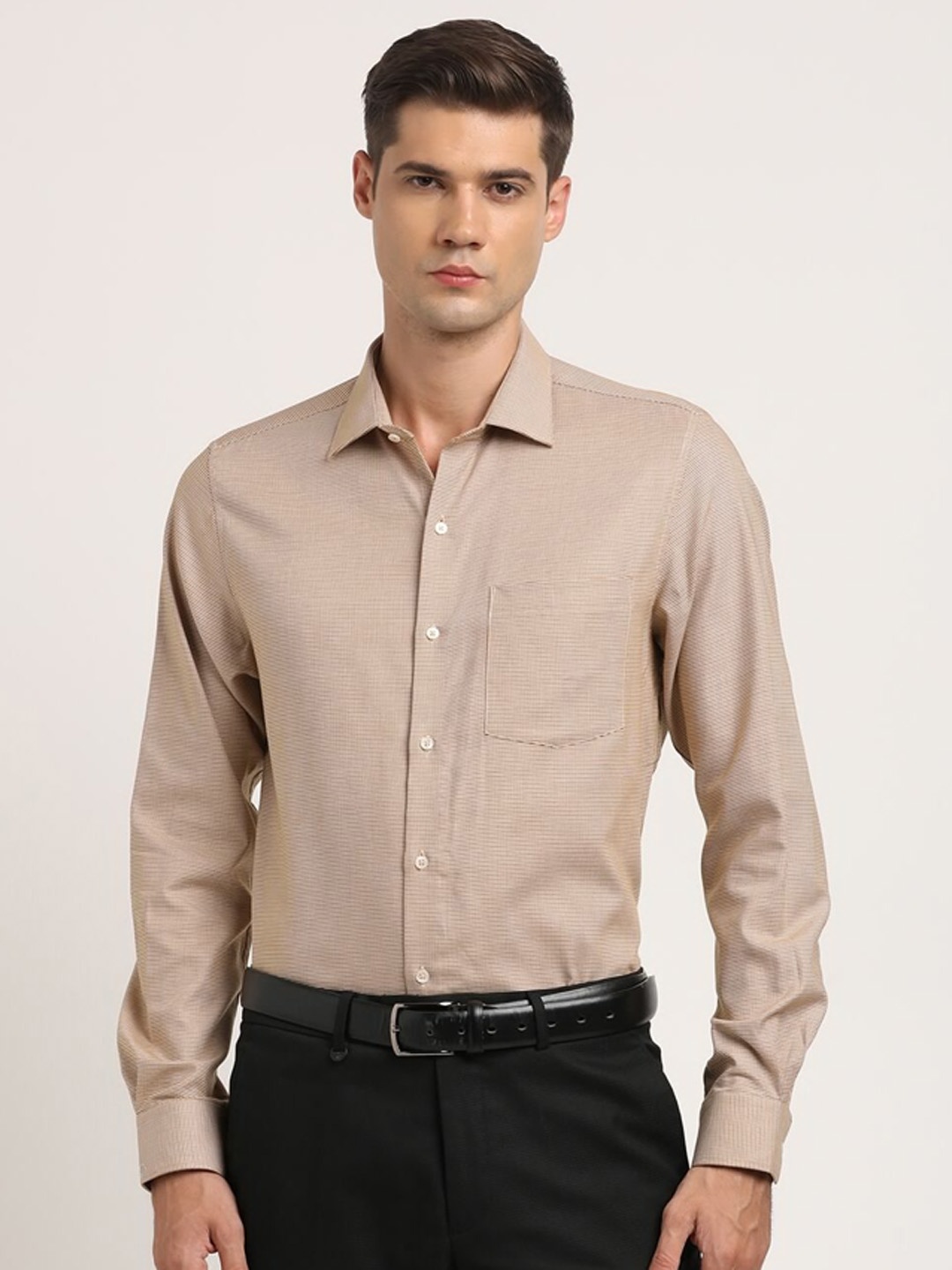

Turtle Men Classic Slim Fit Opaque Formal Shirt, Khaki
