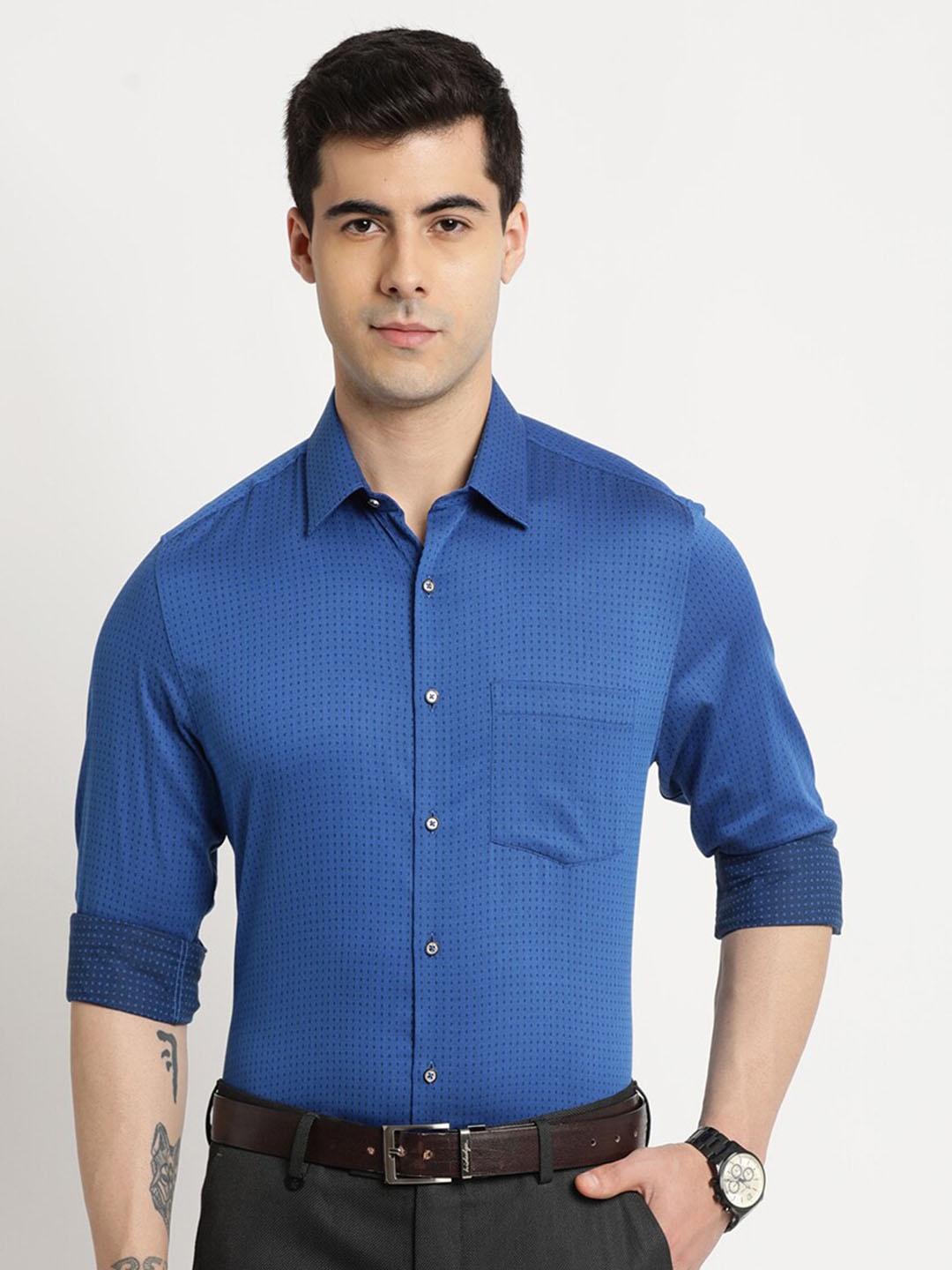 

Turtle Men Classic Slim Fit Opaque Party Shirt, Blue