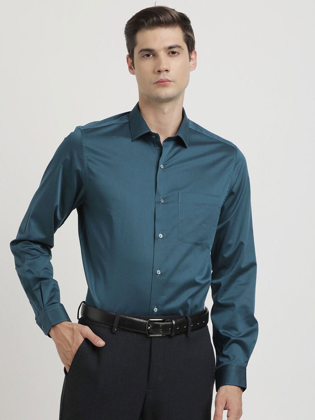 

Turtle Men Classic Slim Fit Opaque Party Shirt, Teal