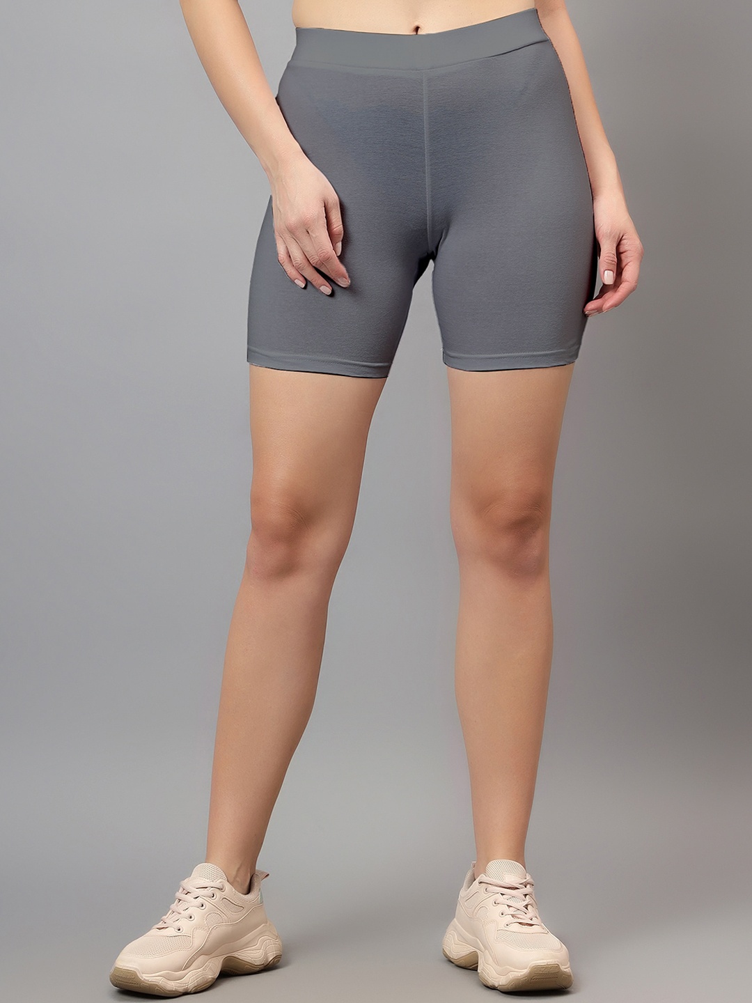 

DIAZ Women Slim Fit Cotton Cycling Sports Shorts, Grey