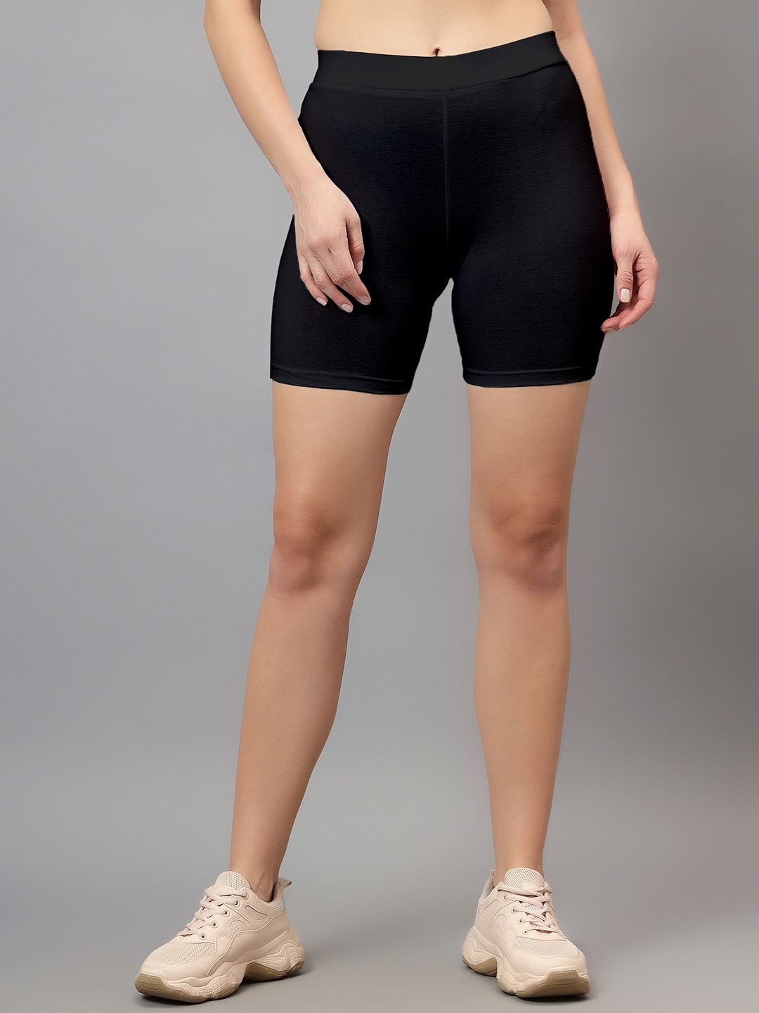 

DIAZ Women Slim Fit Cotton Cycling Hot Pants Shorts, Black