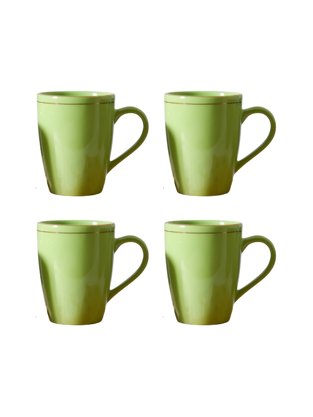 

Femora Green 4 Pieces Ceramic Dishwasher Safe Glossy Mugs 360 ml Each