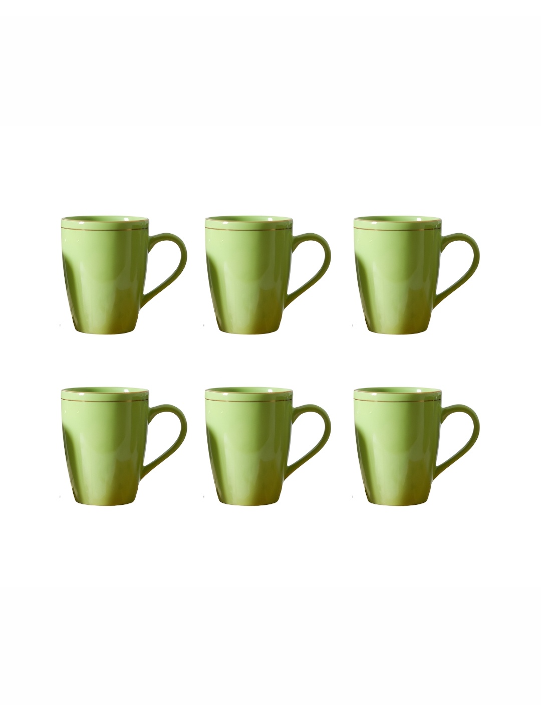 

Femora Green 6 Pieces Ceramic Dishwasher Safe Glossy Mugs 360 ml Each