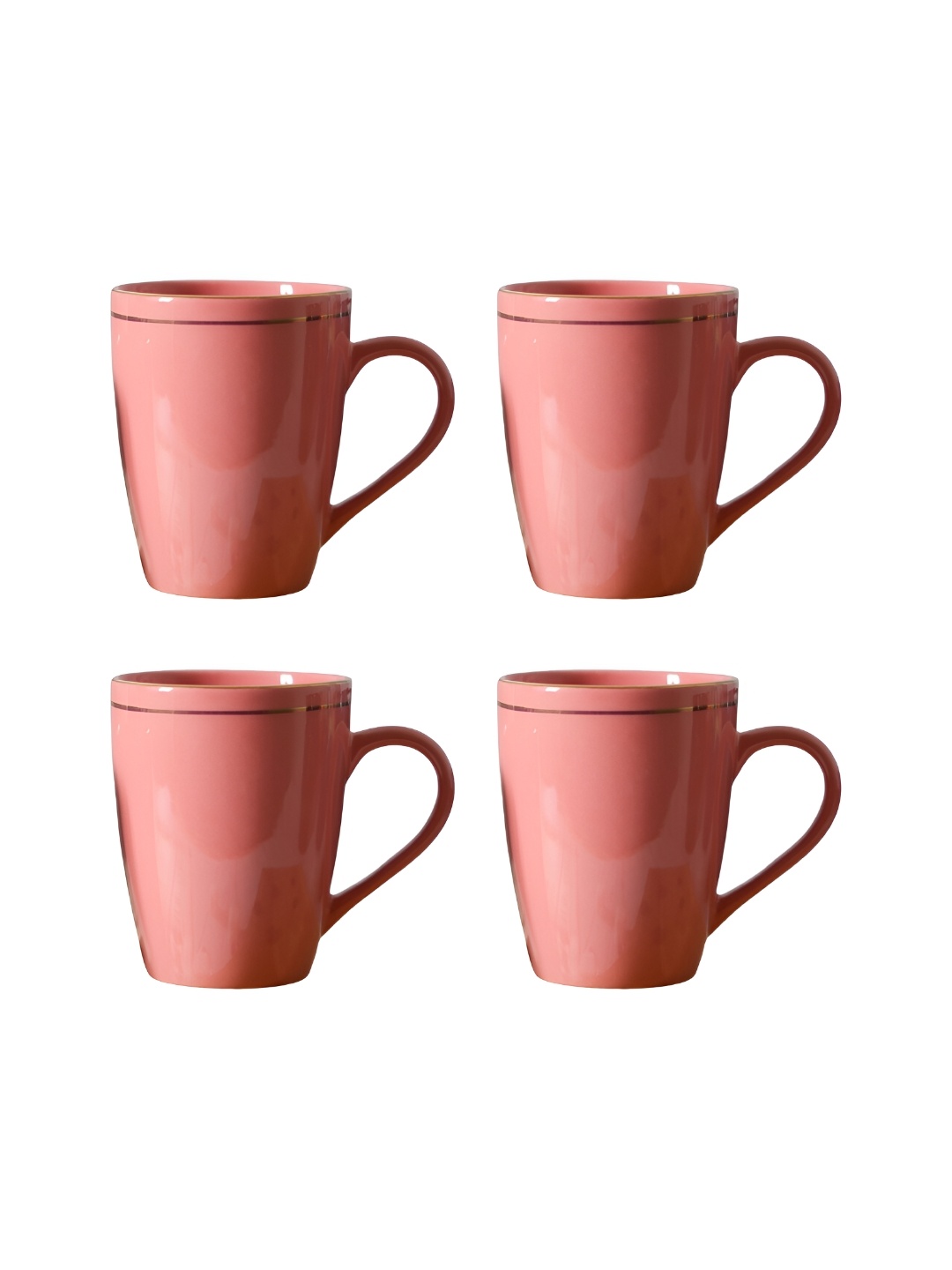 

Femora Peach 4 Pieces Ceramic Dishwasher Safe Glossy Mugs 360 ml Each