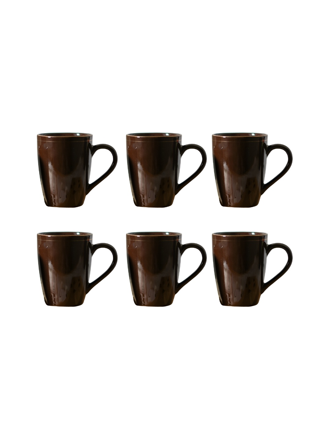 

Femora Brown 6 Pieces Ceramic Dishwasher Safe Glossy Mugs 360 ml Each