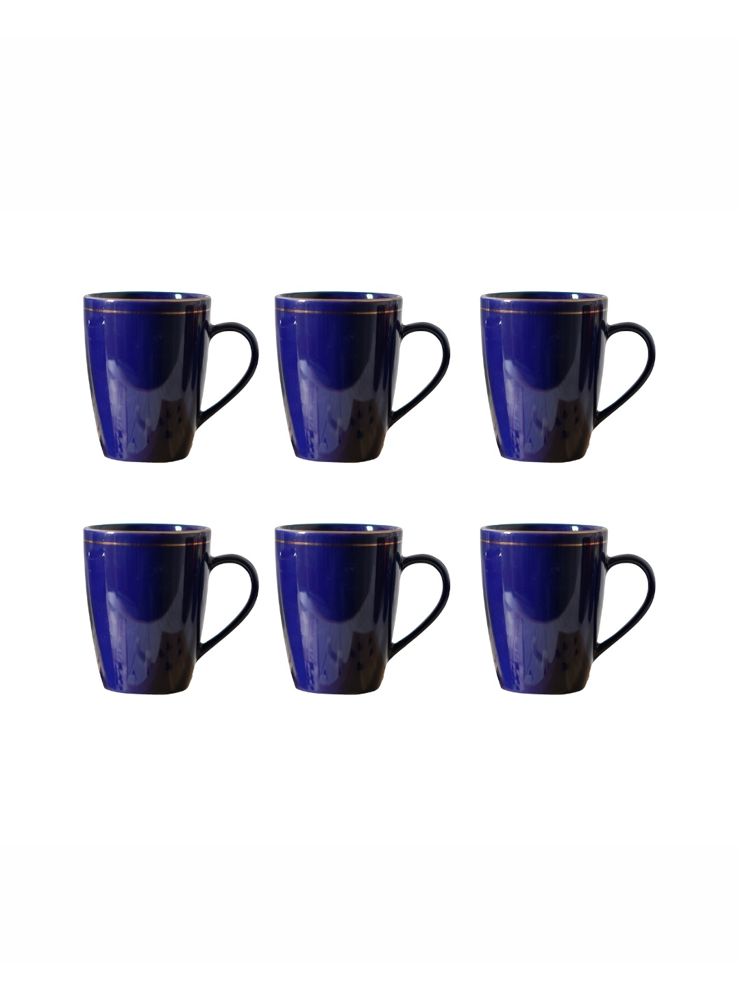 

Femora Blue 6 Pieces Ceramic Dishwasher Safe Glossy Mugs 360 ml Each