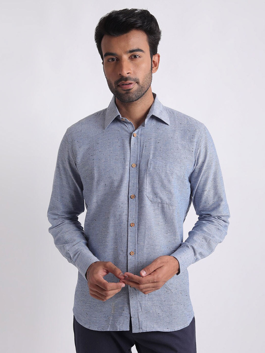 

Streaks & Crosses Men Comfort Opaque Casual Shirt, Blue
