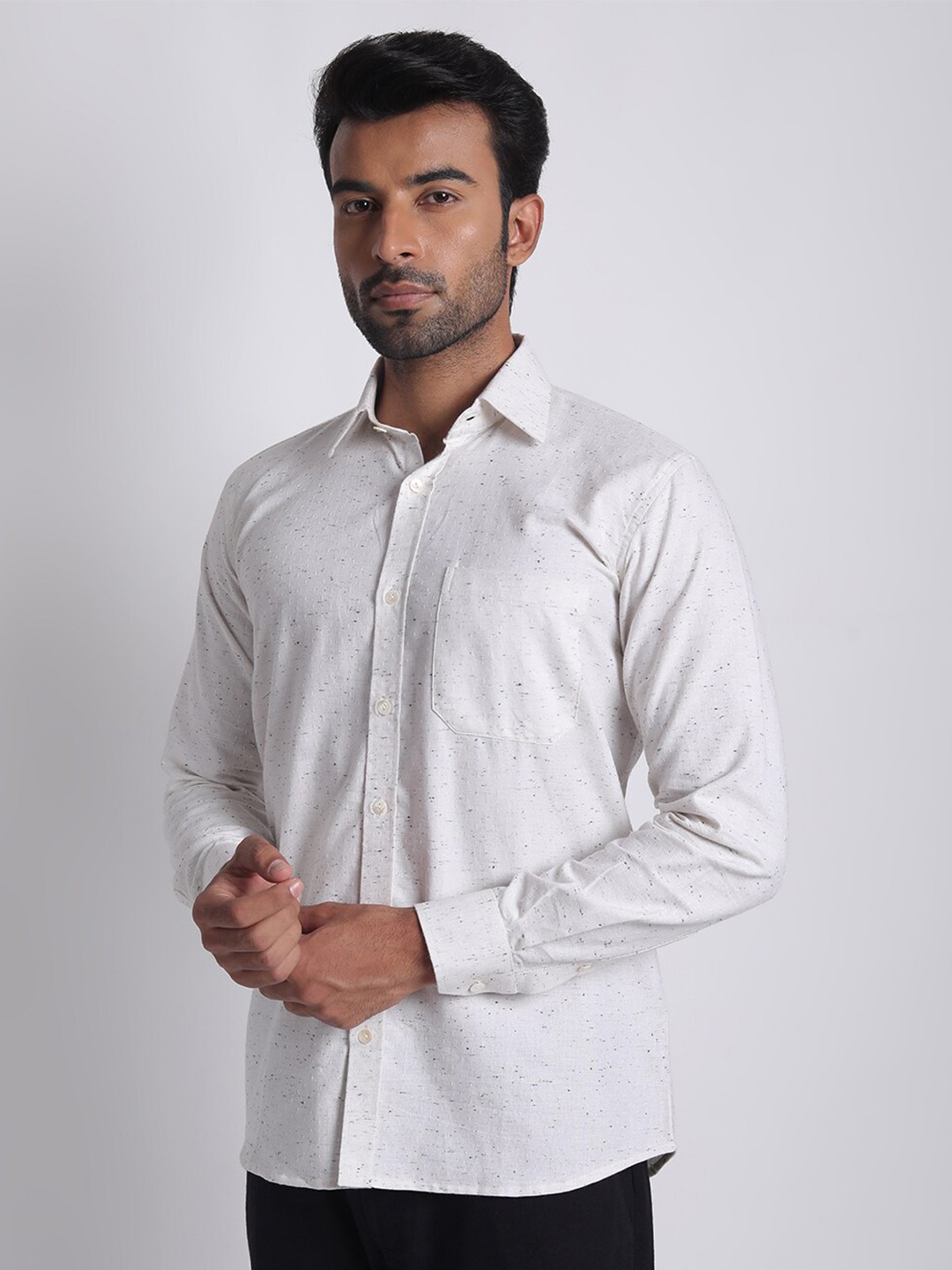 

Streaks & Crosses Men Comfort Opaque Casual Shirt, White
