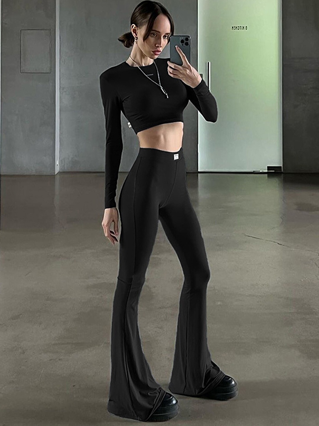 

LULU & SKY Round Neck Top & Trouser, Black
