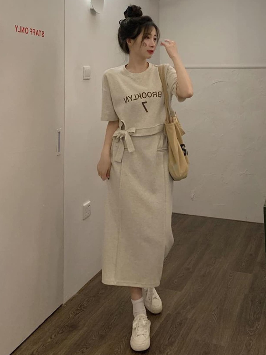

LULU & SKY Printed Round Neck Top With Flared Skirt Co-Ords, Beige