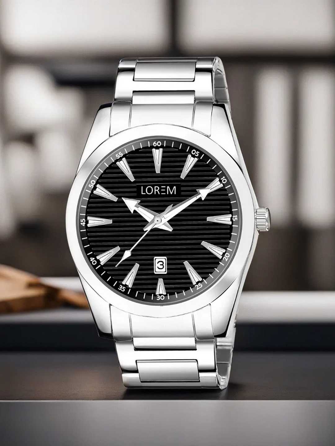 

LOREM Men Dial & Stainless Steel Bracelet Style Straps Analogue Watch LR148-A, Black