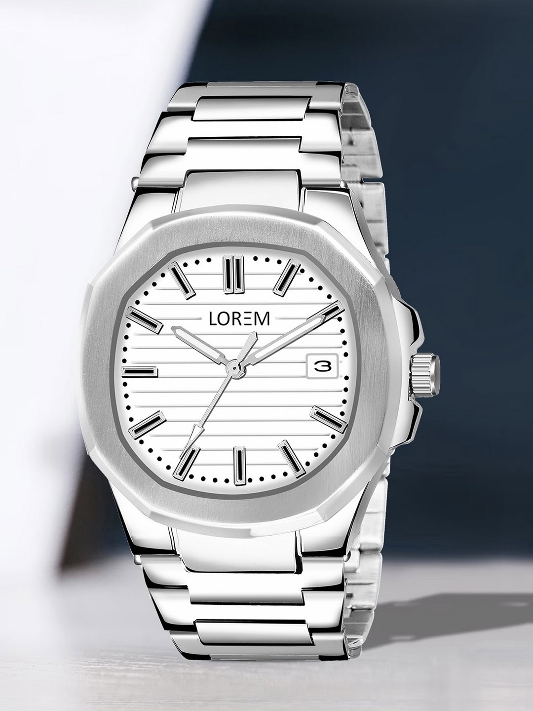 

LOREM Men Dial & Stainless Steel Bracelet Style Straps Analogue Watch LR147-A, White