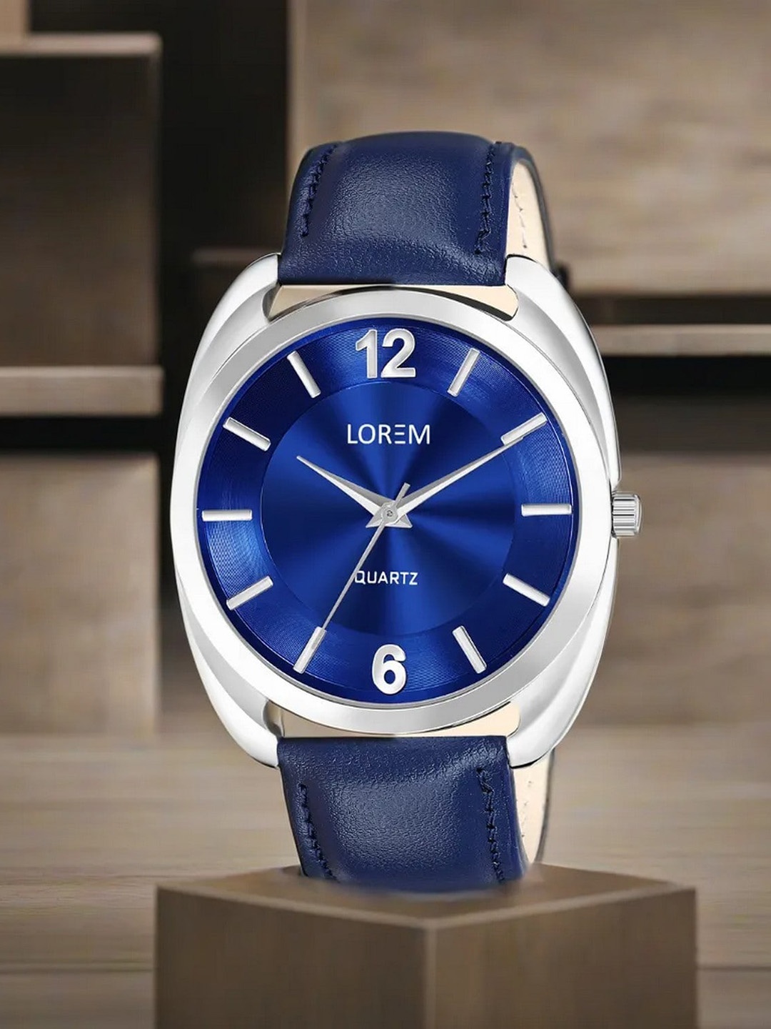 

LOREM Men Round Textured Straps Analogue Watch LR80-A, Blue