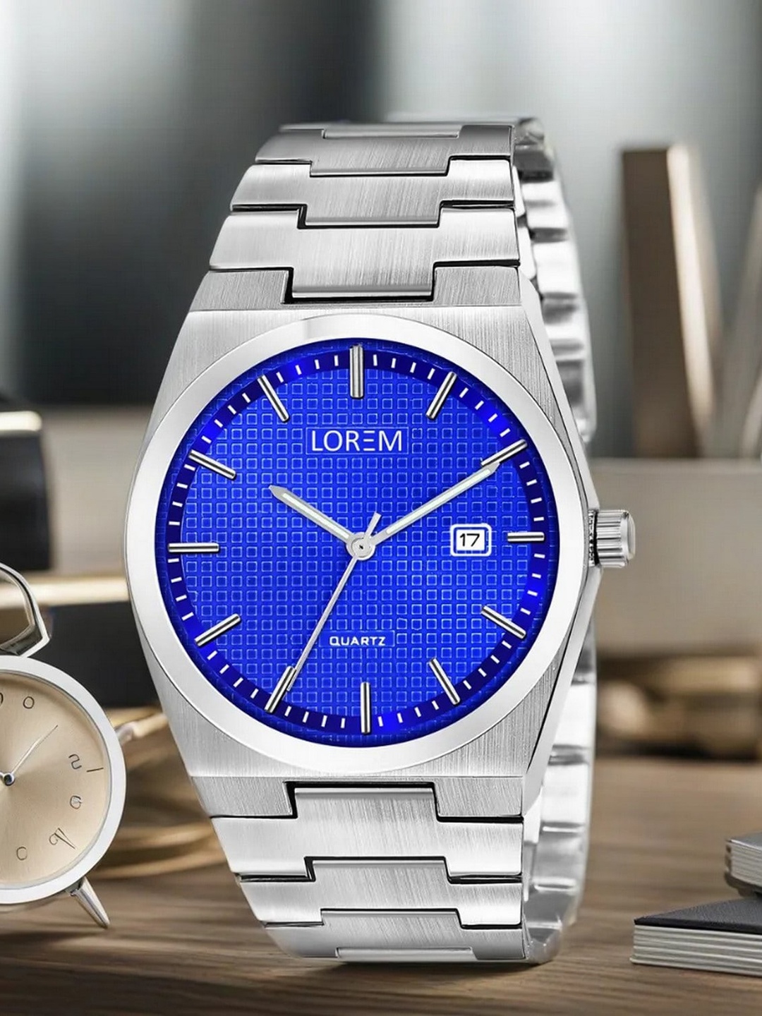 

LOREM Men Dial & Stainless Steel Bracelet Style Straps Analogue Watch LR159-A, Blue