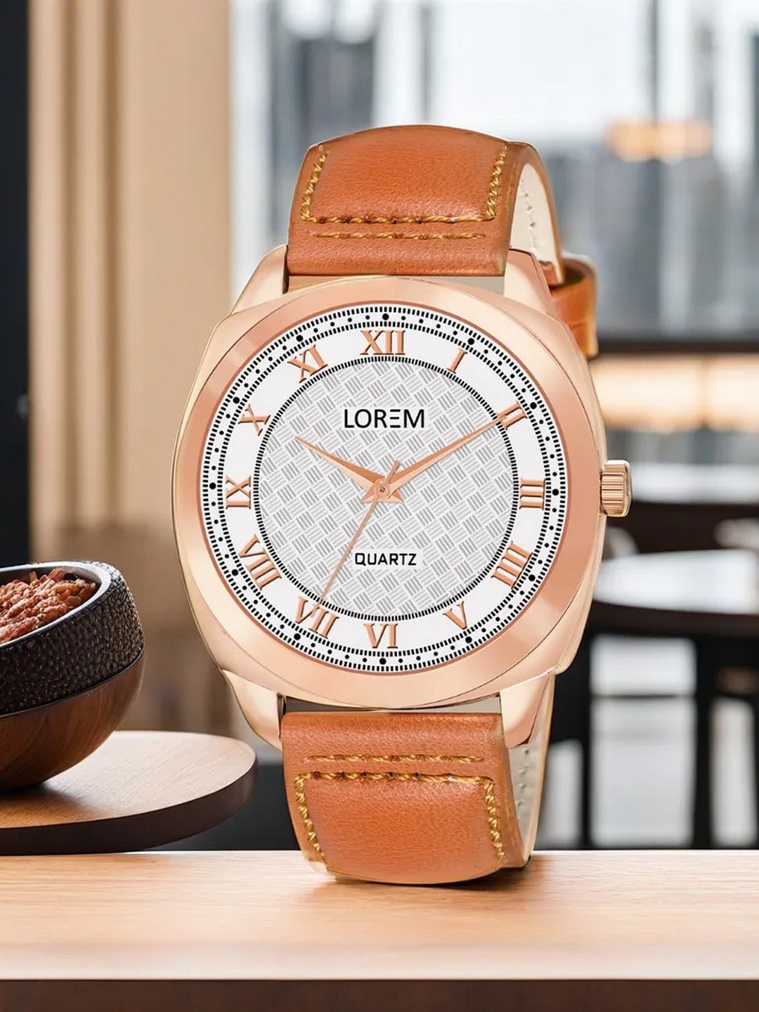 

LOREM Men Embellished Dial & Bracelet Style Straps Analogue Watch LR90-A, Silver