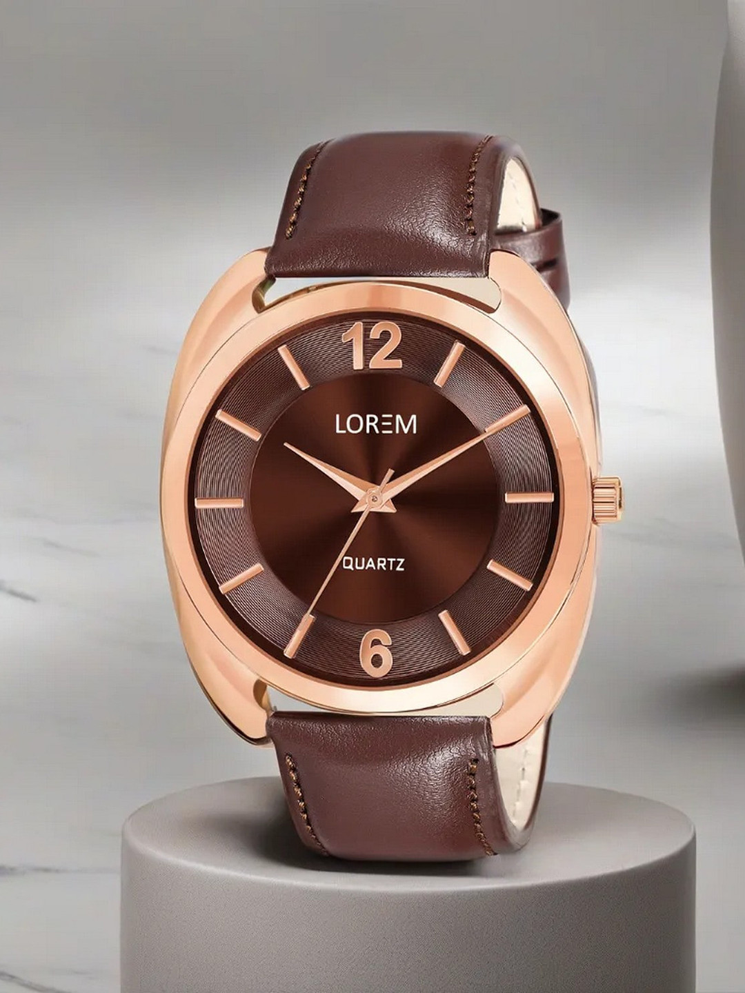 

LOREM Men Round Dial & Synthetic Leather Straps Analogue Watch LR77-A, Brown