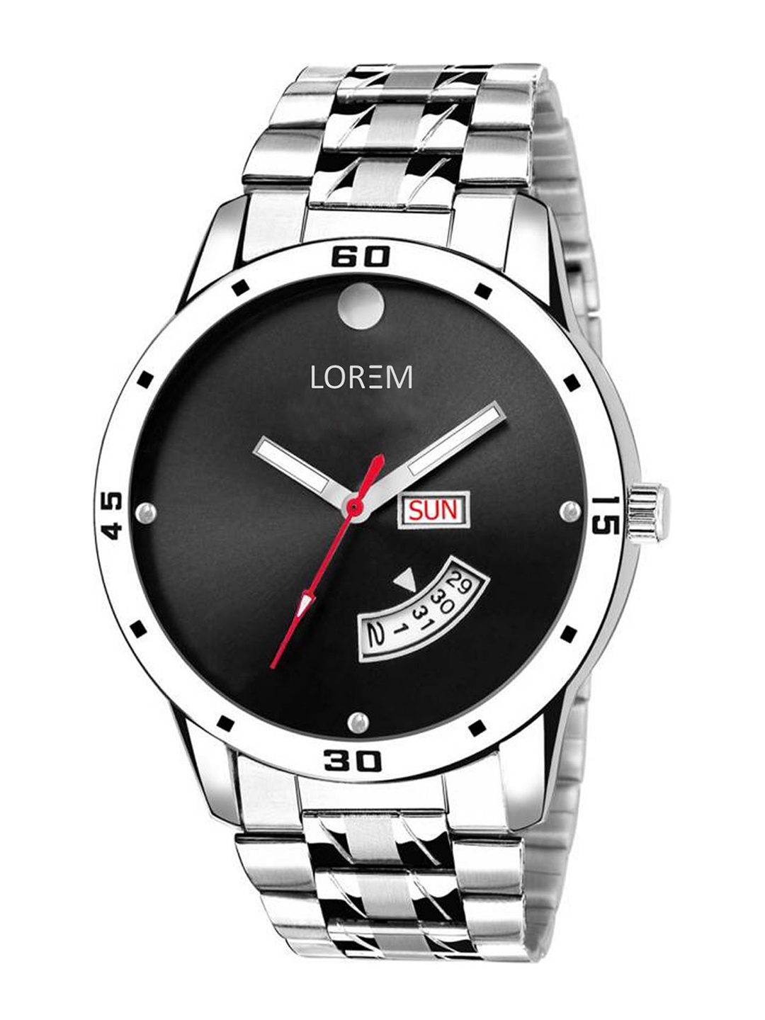 

LOREM Men Embellished Stainless Steel Bracelet Style Straps Analogue Watch LR104-A, Black