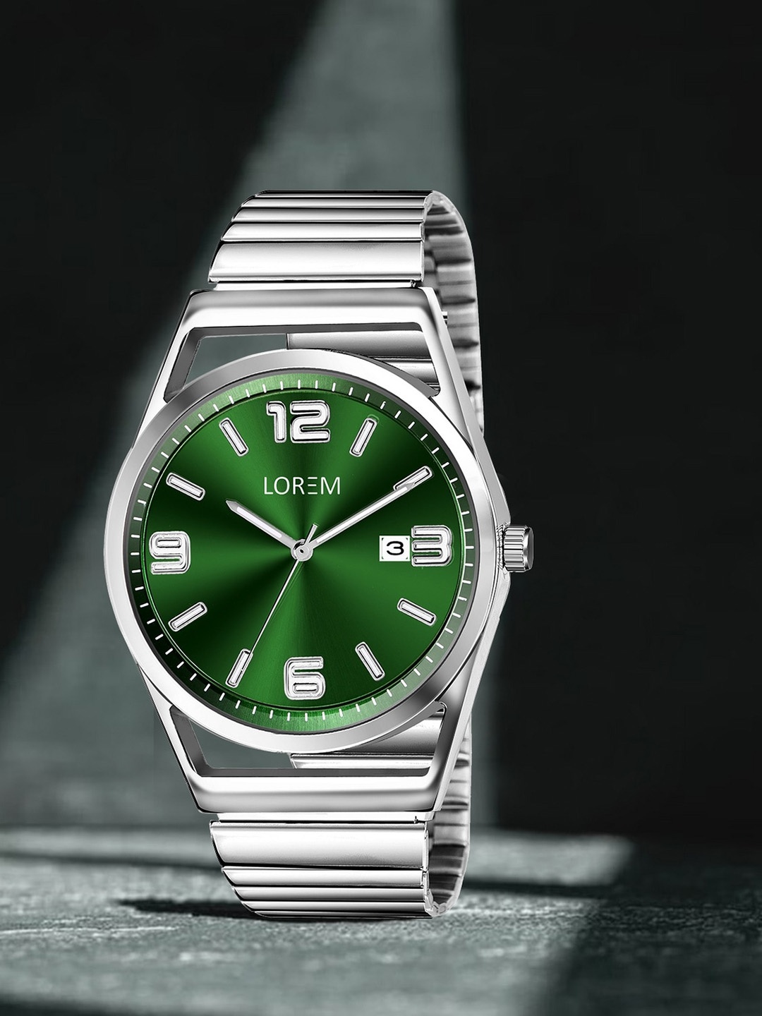 

LOREM Men Rectangular Stainless Steel Bracelet Style Straps Analogue Watch LR155-A, Green