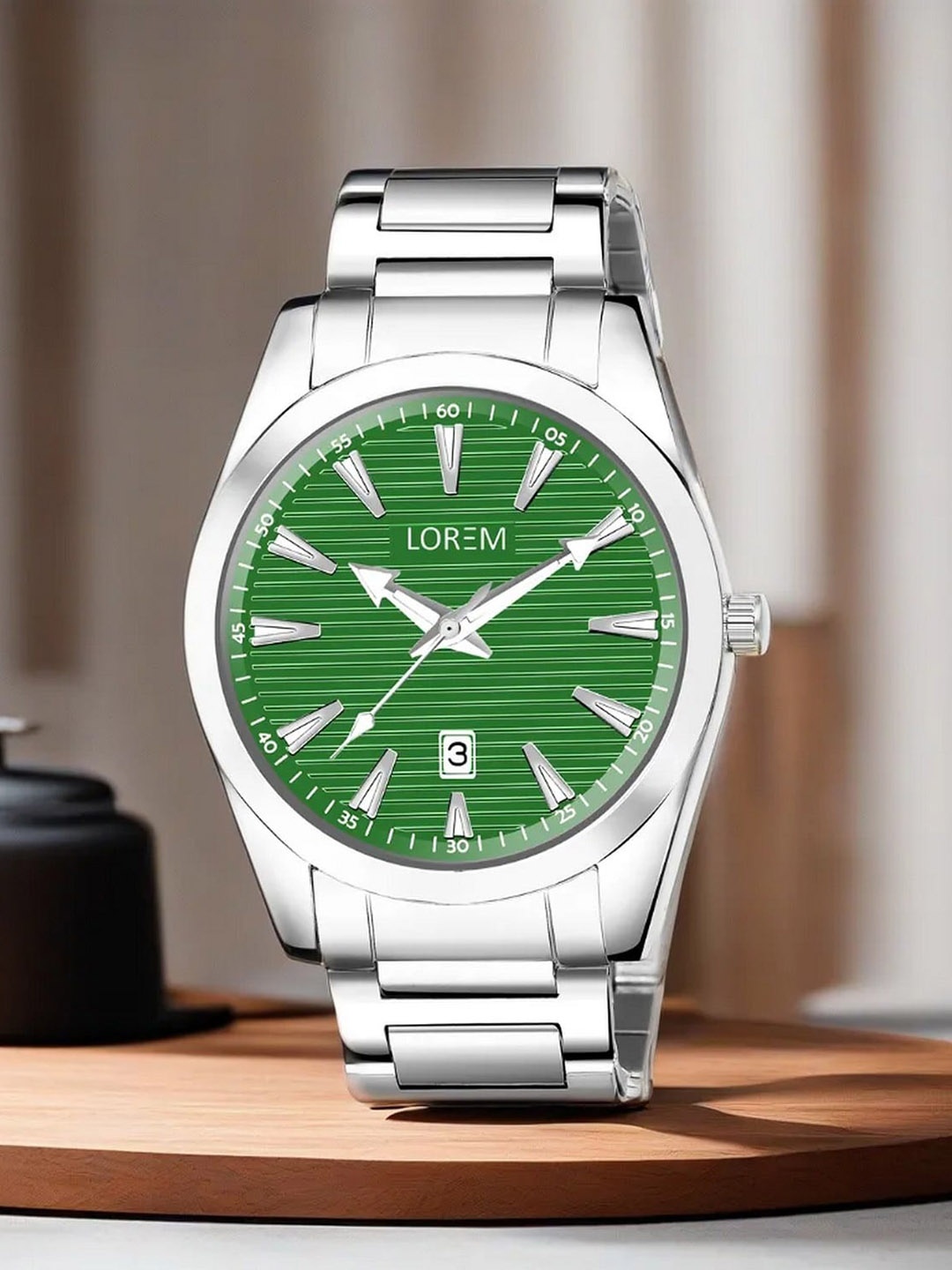 

LOREM Men Textured Dial & Stainless Steel Bracelet Style Straps Analogue Watch LR150-A, Green