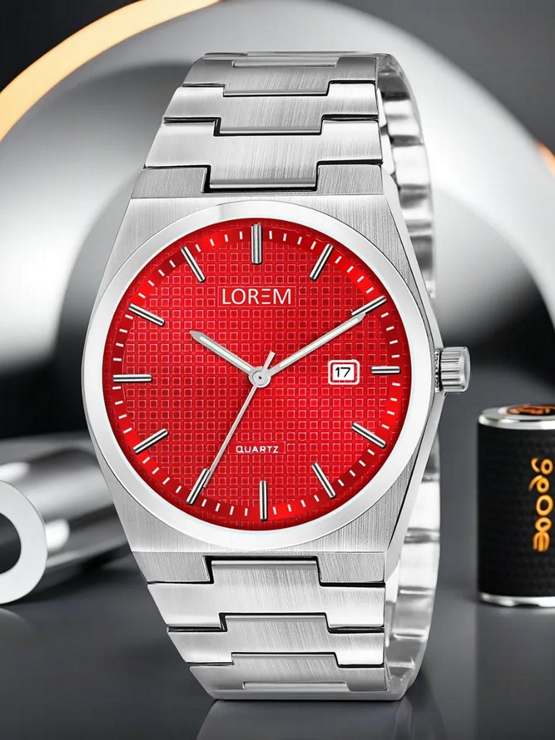

LOREM Men Stainless Steel Bracelet Style Straps Analogue Watch LR161-A, Red