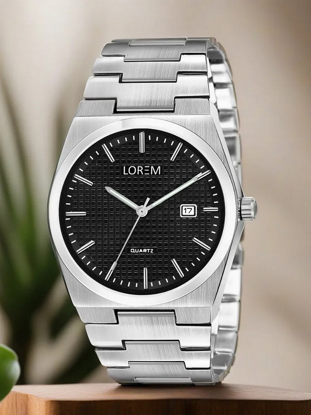 

LOREM Men Stainless Steel Bracelet Style Straps Analogue Watch LR158-A, Black