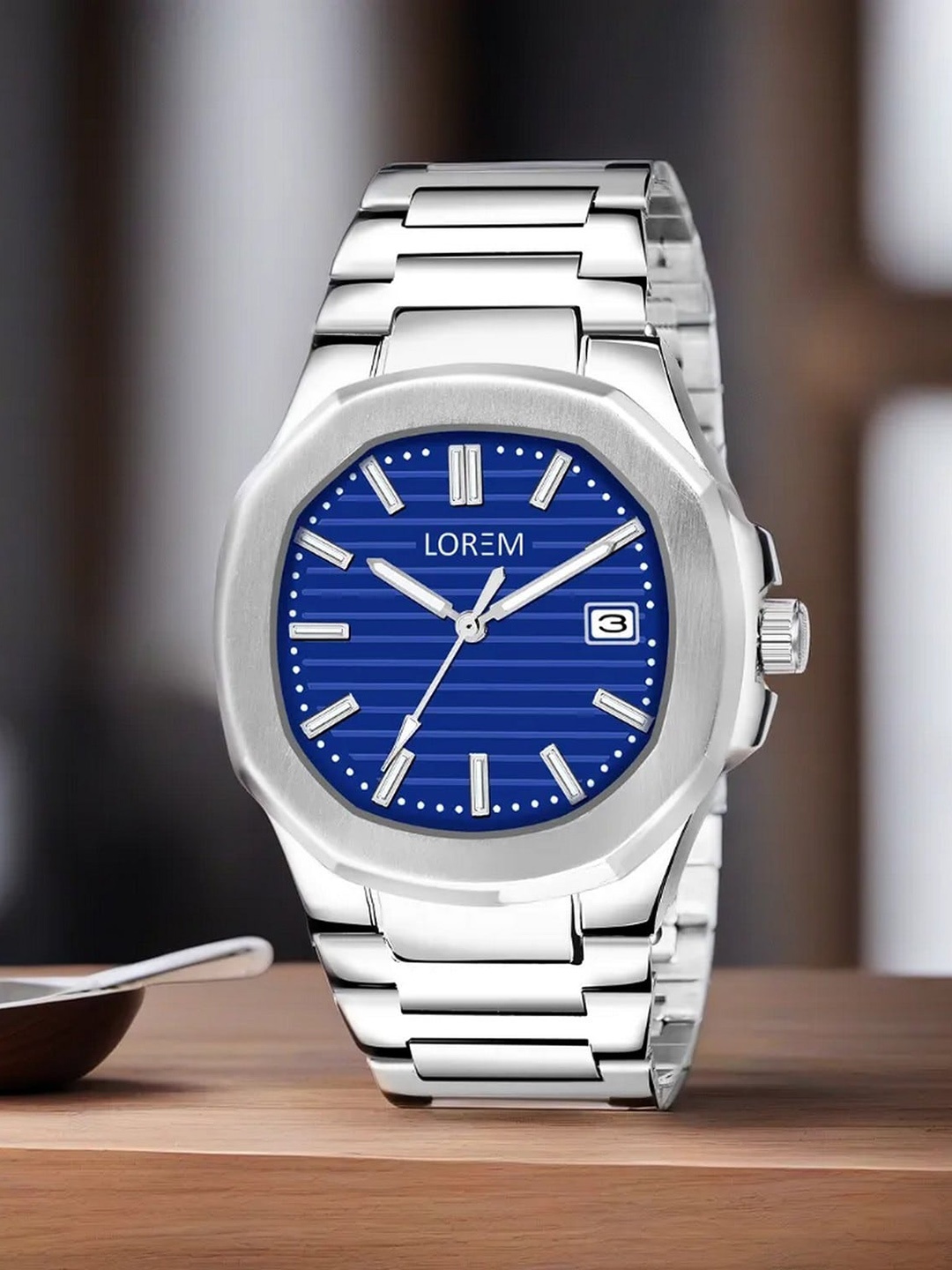 

LOREM Men Dial & Stainless Steel Bracelet Style Straps Analogue Watch LR145-A, Blue