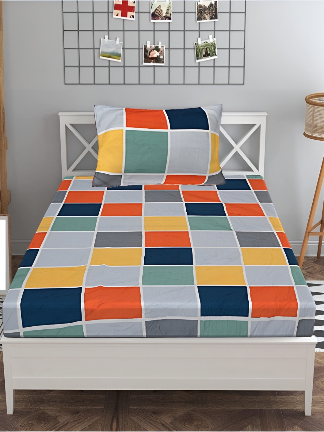 

INDHOME LIFE Red & Green Geometric 210 TC Cotton Single Bedsheet with 1 Pillow Cover