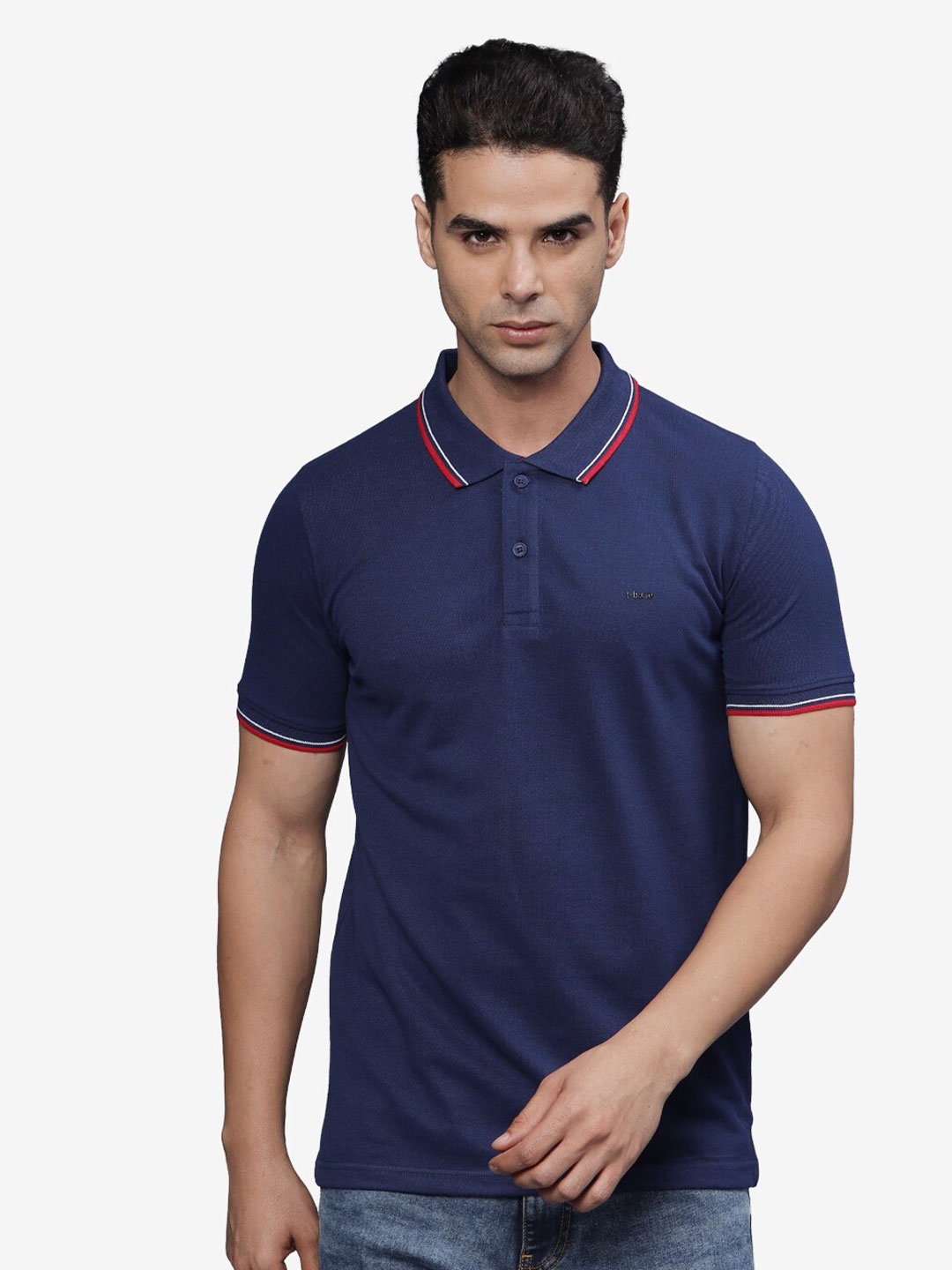

t-base Men Polo Collar Pockets T-shirt, Blue