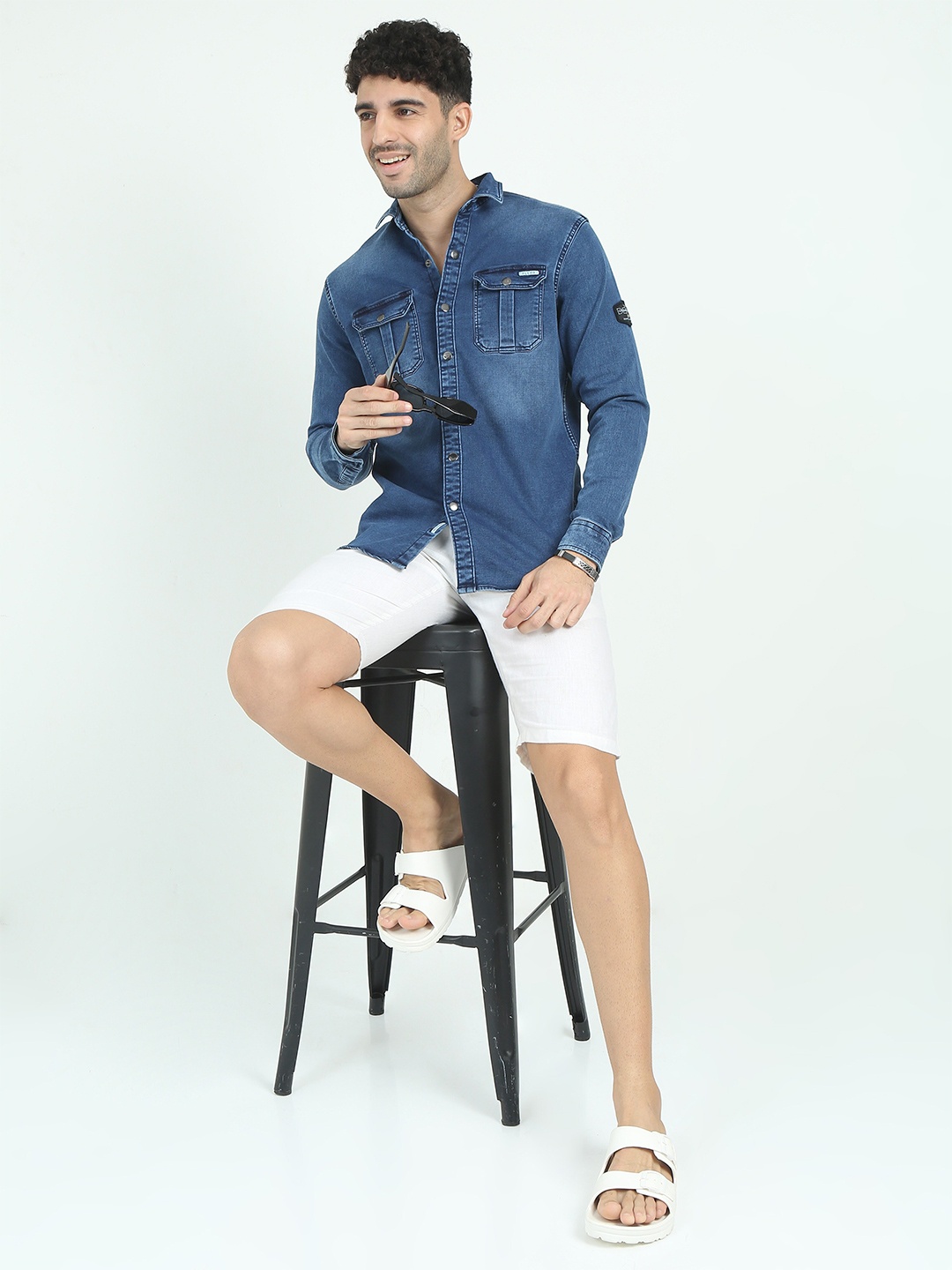 

FLY 69 Men Premium Slim Fit Opaque Casual Shirt, Blue