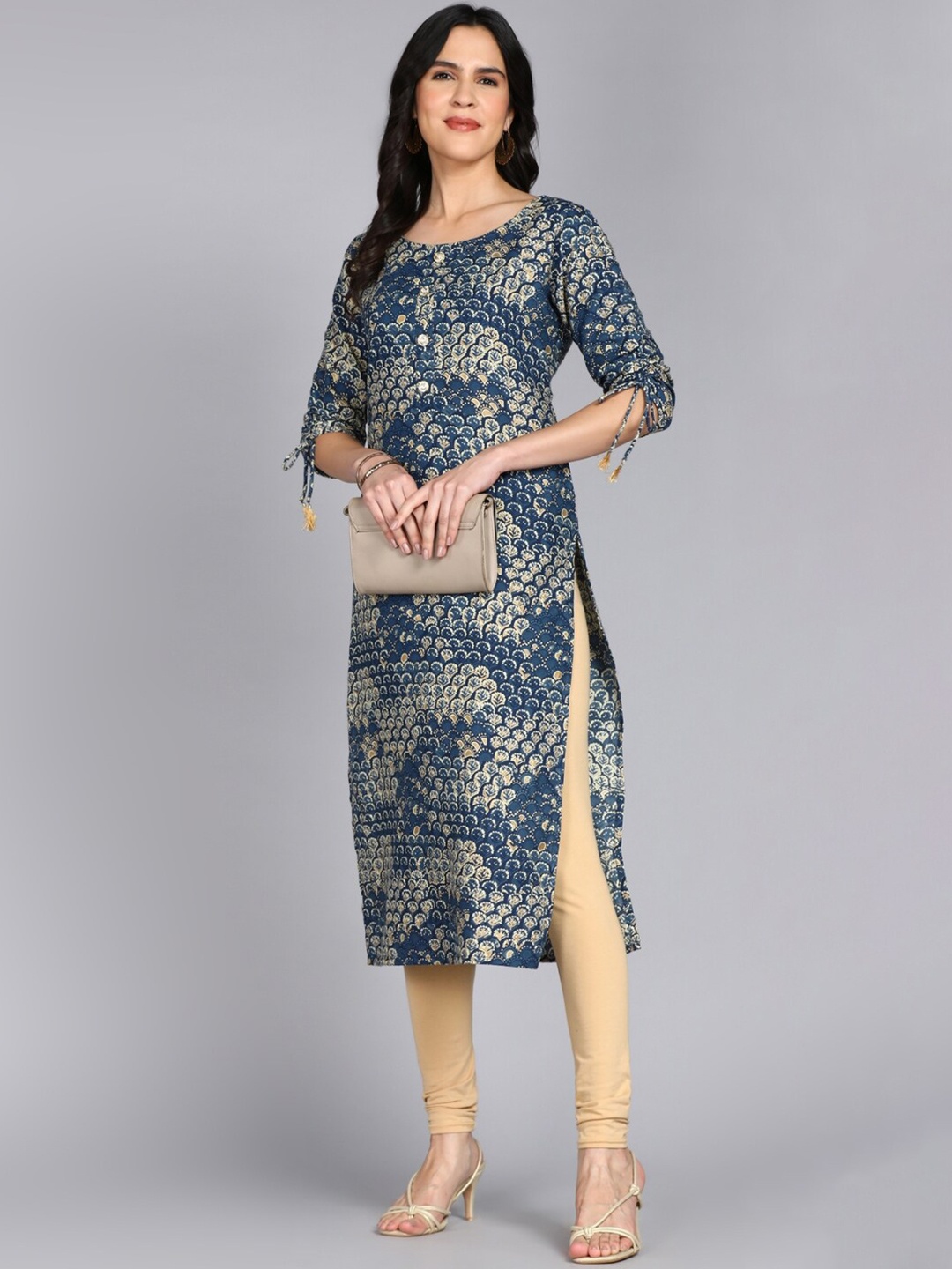 

ftDiva Ethnic Motifs Printed Kurta, Blue