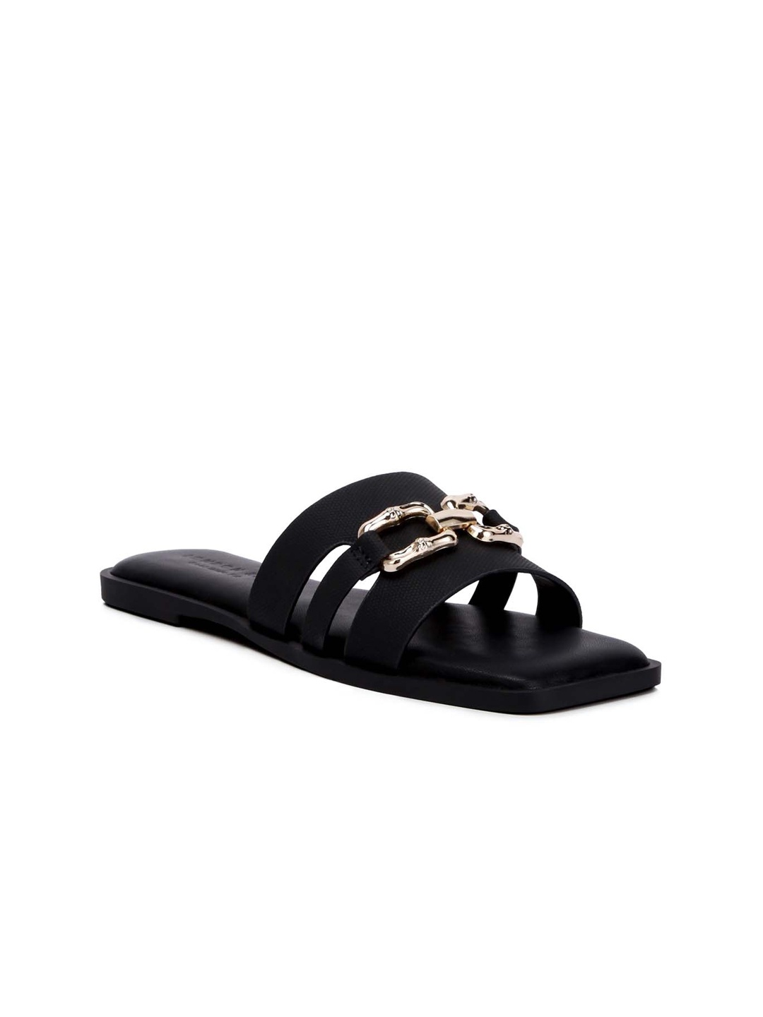 

London Rag Embellished Open Toe Flats, Black